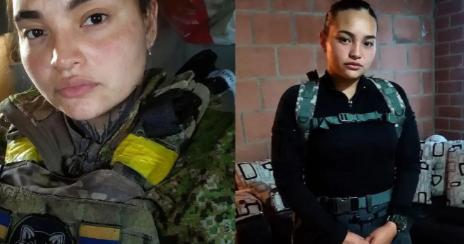 哥伦比亚女雇佣兵丹妮埃拉在扎波罗热被俄军俘虏时，身上还缠着战友们仓皇逃离时没来得