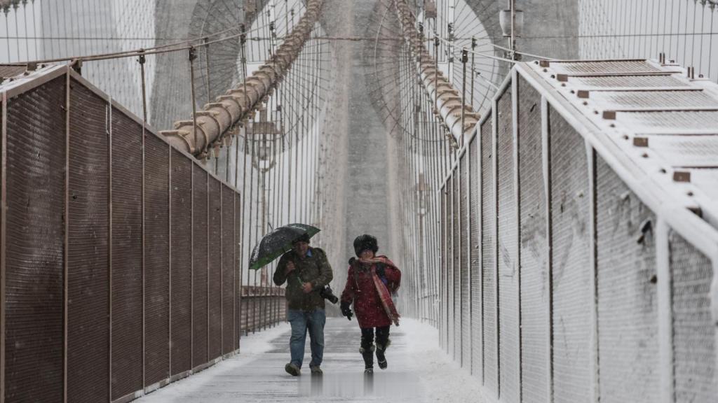 美国东海岸暴风雪：纽约部分地区一夜降雪近 15 英寸 主要情况•  纽约州部分地