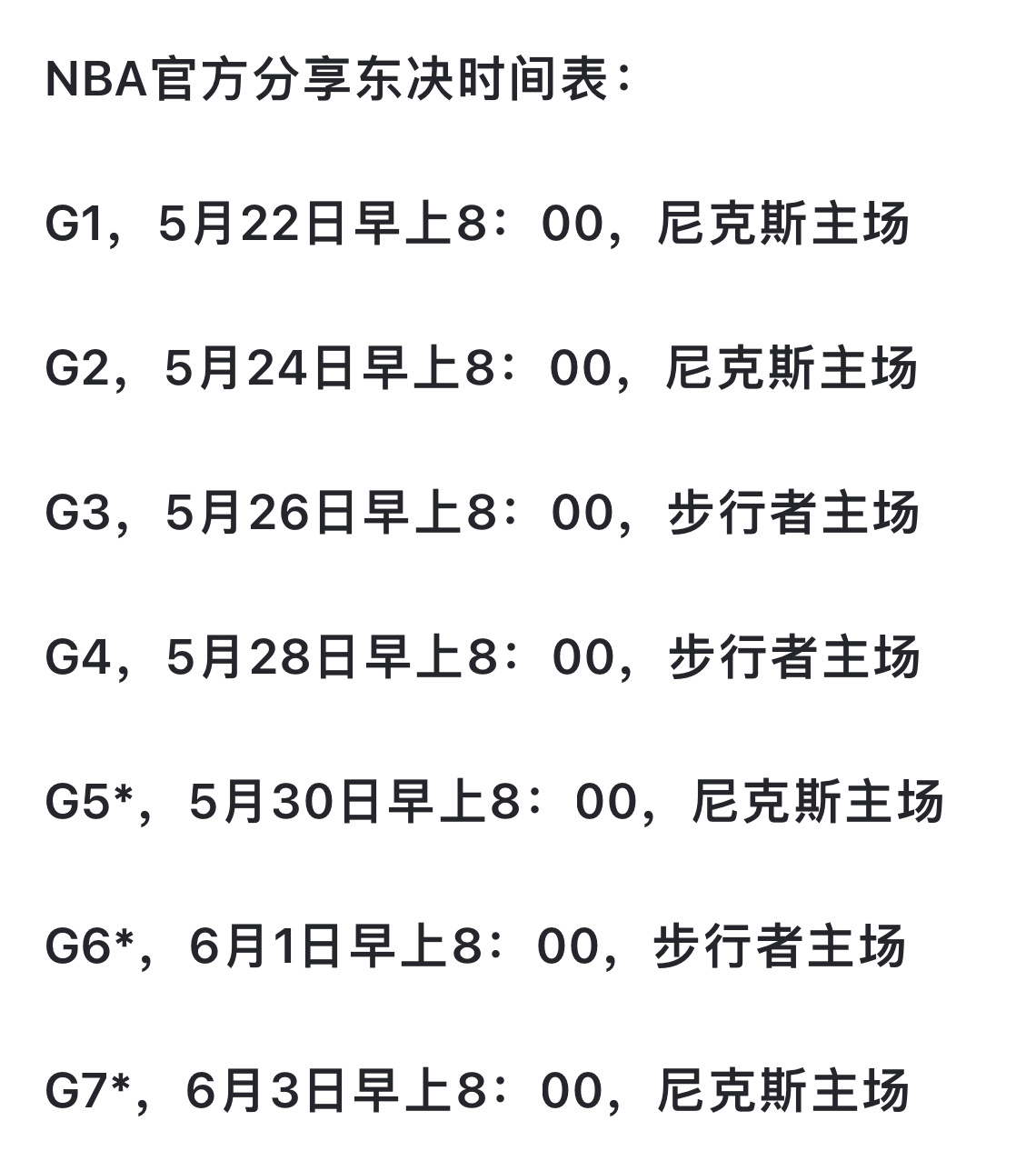 谁tm安排的这赛程[吃瓜]安排如此密集[允悲]NBAnba赛程nba东部决赛 ​