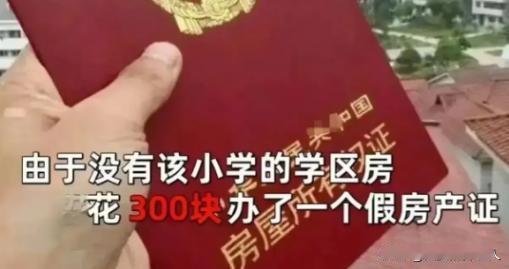 2018年浙江嘉兴，一男子突发奇想，花300元买了一本假学区房房产证，竟成功骗过