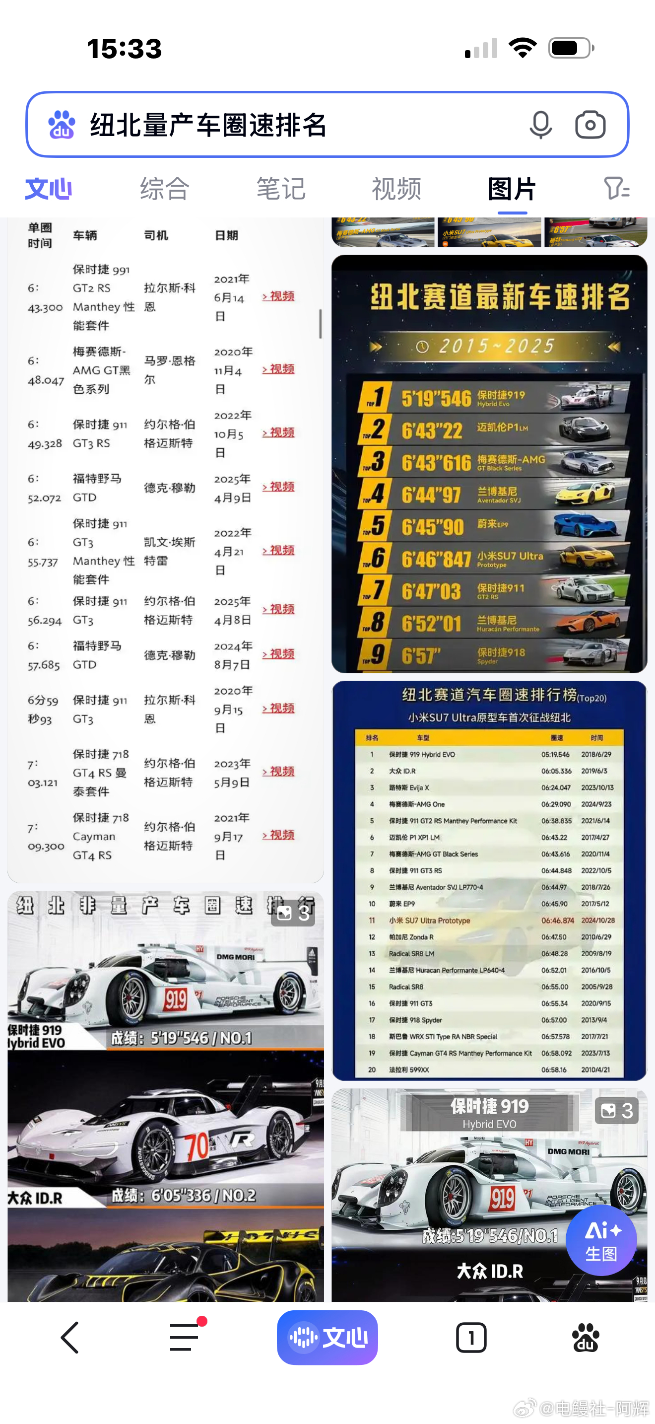 本来想找一张纽北量产车圈速排行榜的图，怎么搜索都很难翻到带仰望U9X的，这我就很