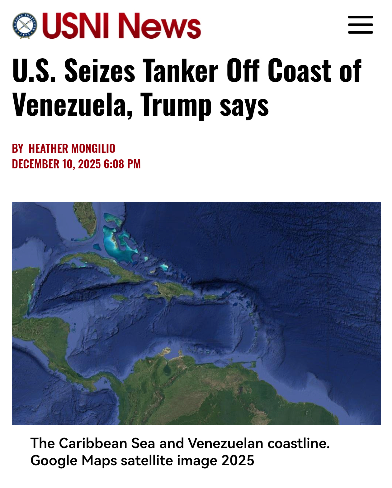 美国在委内瑞拉海岸扣押了一艘大型油轮，特朗普表示“一艘大型油轮，非常大”“扣押它