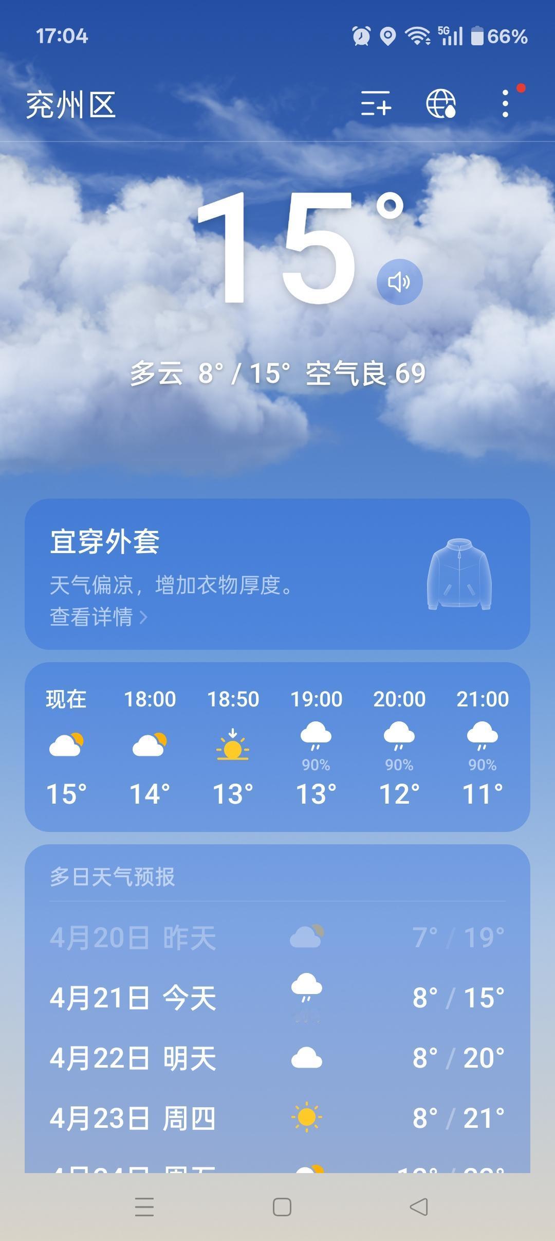 🌧️今日傍晚有雨，宜穿外套，记得带伞哦！🌧️山东人下班抓紧回家，小雨马上来到