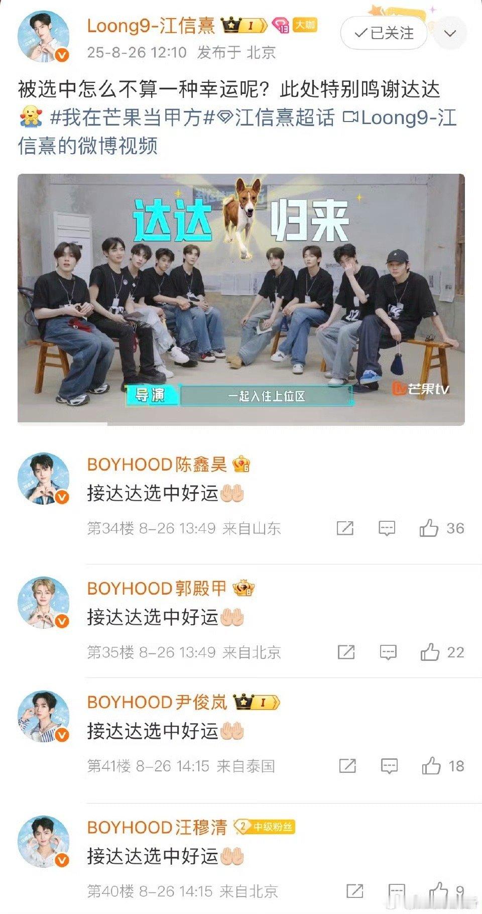乐华男团第一位狗选之子 《我在芒果当甲方》这段笑到打鸣！狗狗达达巡视一圈选中江信