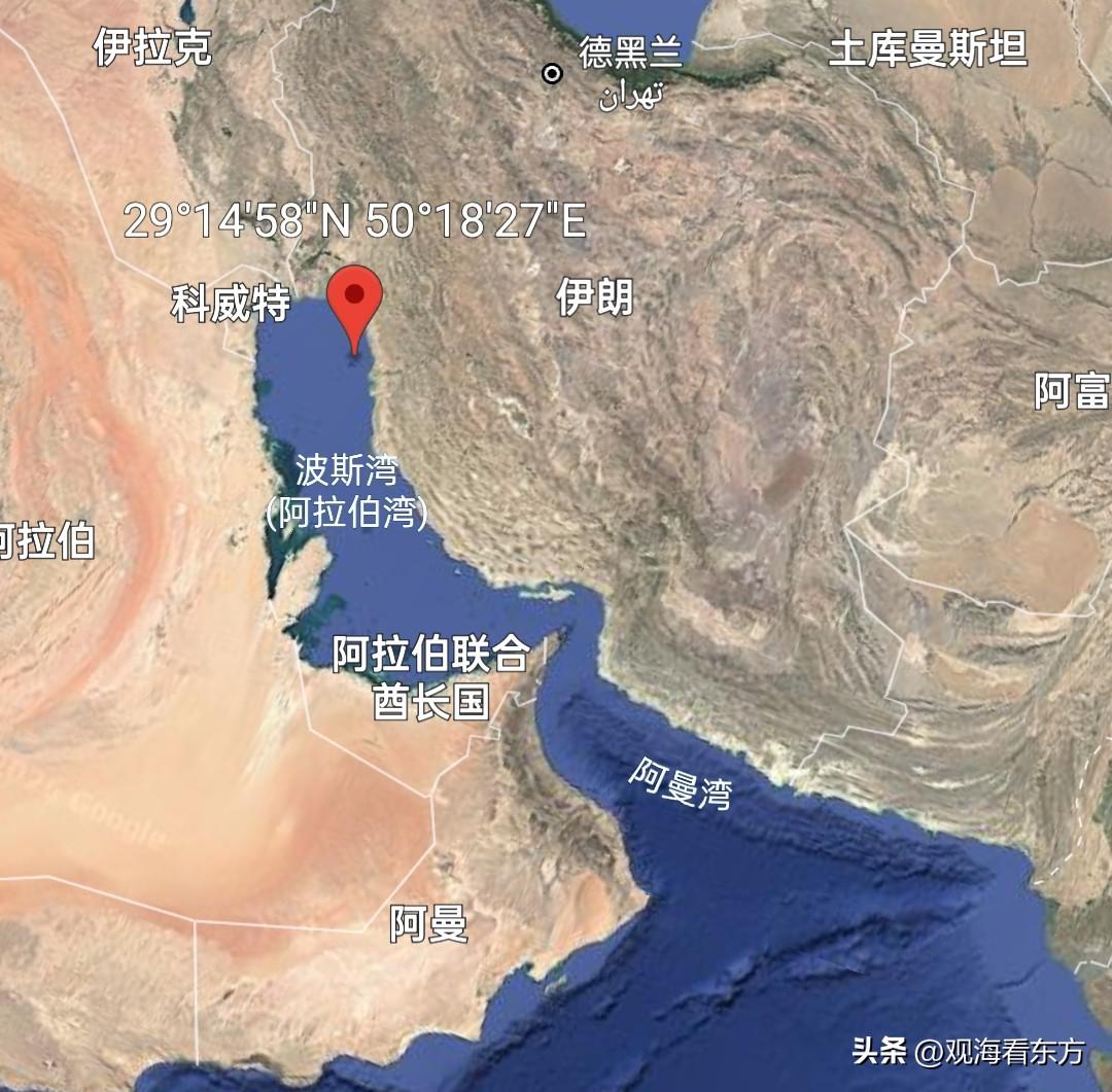 下图标注的红色气泡位置就是特朗普凌晨宣布美军攻击的伊朗哈尔克岛。这座岛位于波斯湾