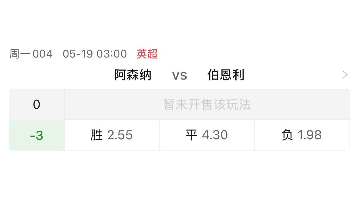 官方这次破天荒给了阿森纳让三球的幅度，阿森纳今晚得净胜4个球才算赢下指数。 