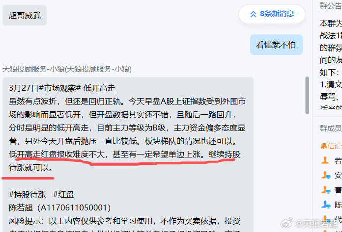 早盘发到服务群里的消息 