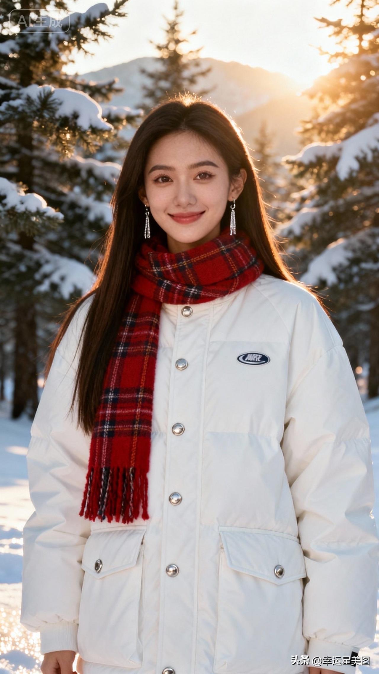 雪花飘落，冬日里的温暖笑容。