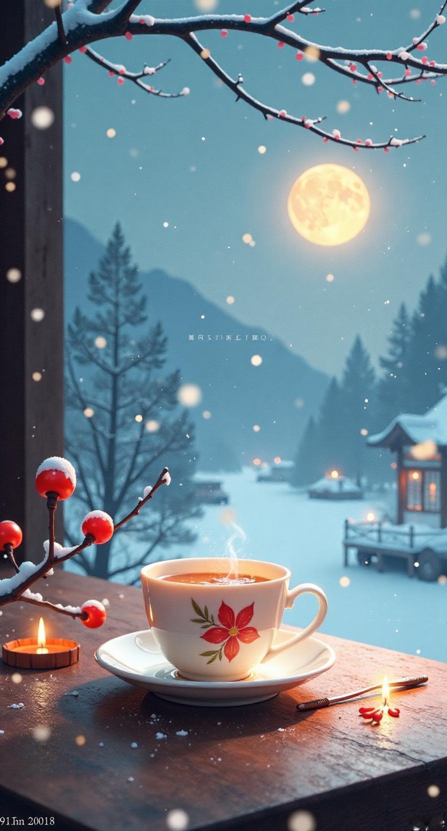 冬至七绝

寒冬雪落覆江天，
日短夜长冷气添。
一盏暖茶驱寒意，
家人团聚乐融融