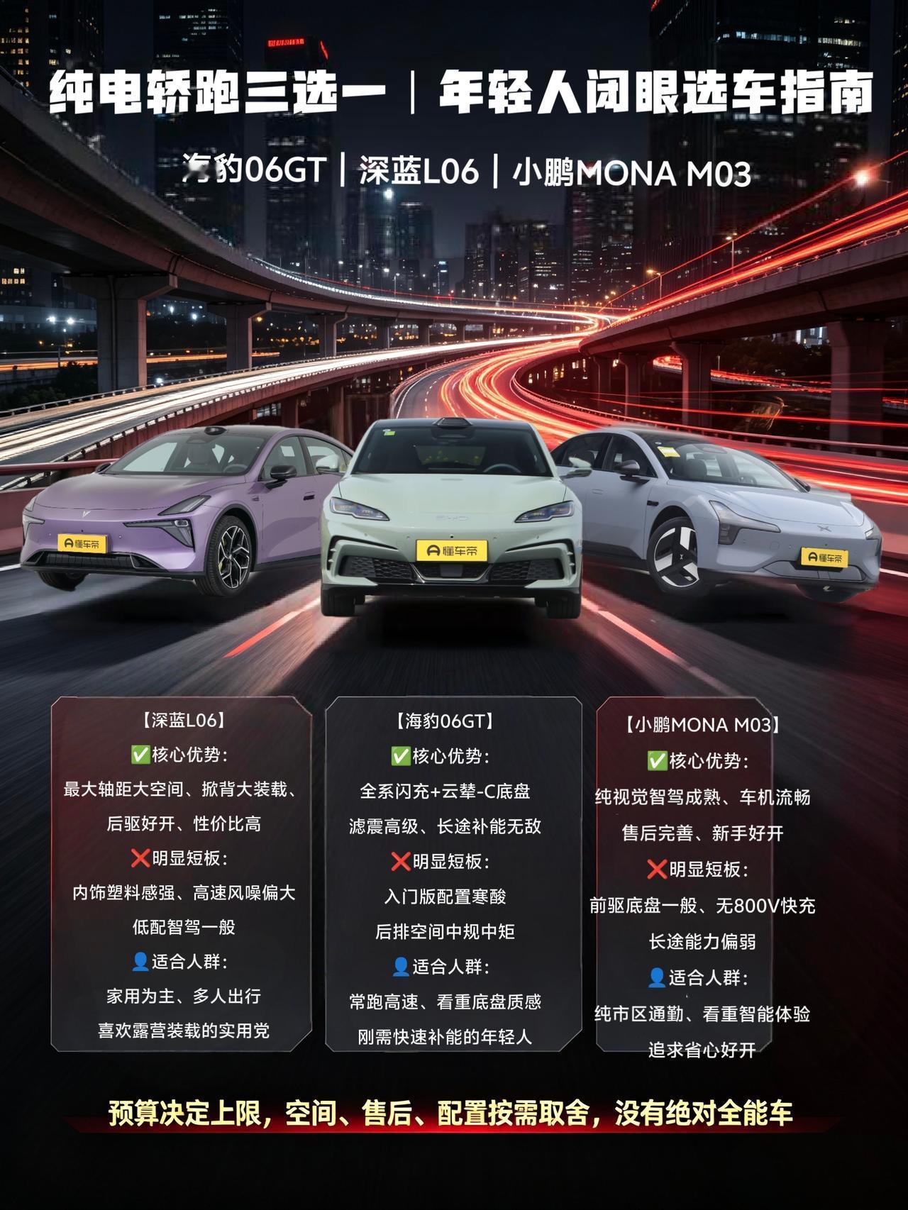 纯电轿跑三车横评：海豹06GT、深蓝L06、小鹏MONA M03，年轻人该怎么选