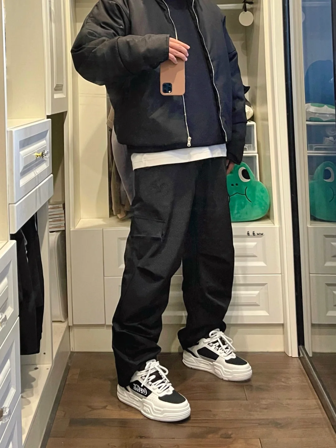 黑白叠穿｜棉服穿搭