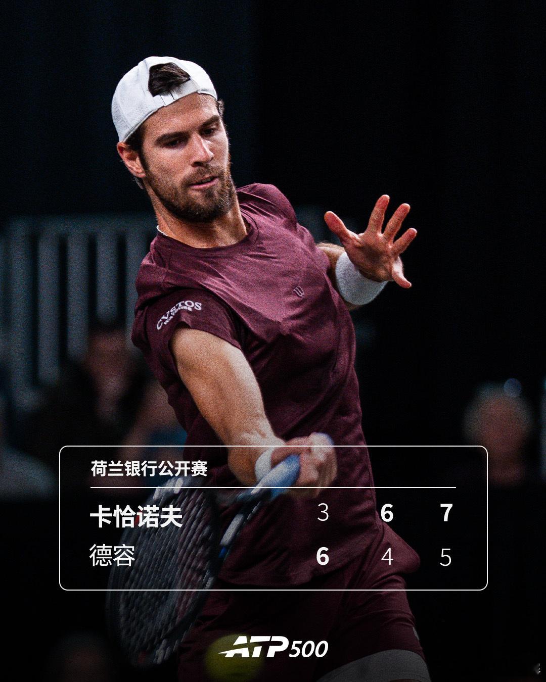 卡恰诺夫逆转晋级 👊ATP500 荷兰银行公开赛男单首轮，5号种子卡恰诺夫3-