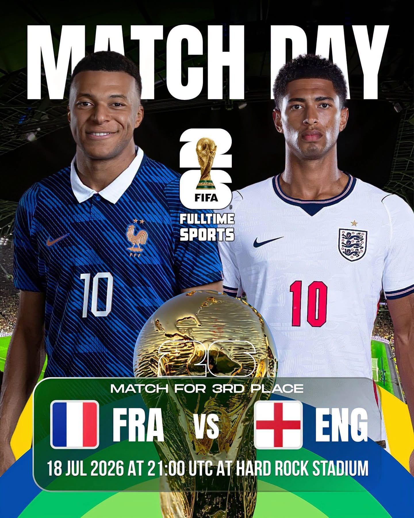 榮譽之戰- 法國🇫🇷🆚🏴󠁧󠁢󠁥󠁮󠁧󠁿英格蘭，聽日凌晨🕔0️