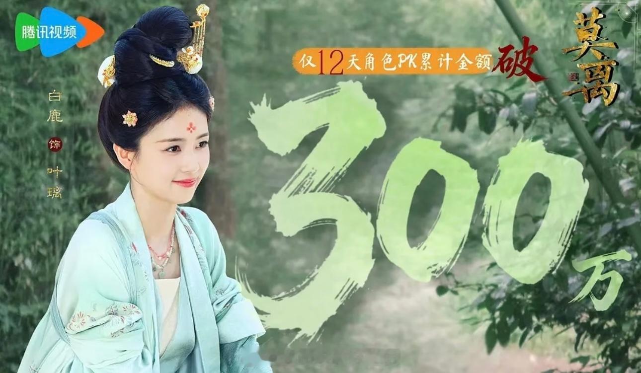 白鹿《莫离》叶璃☁️包场破300万仅仅用了12天，☁️包场金额破300w了，鹿茸