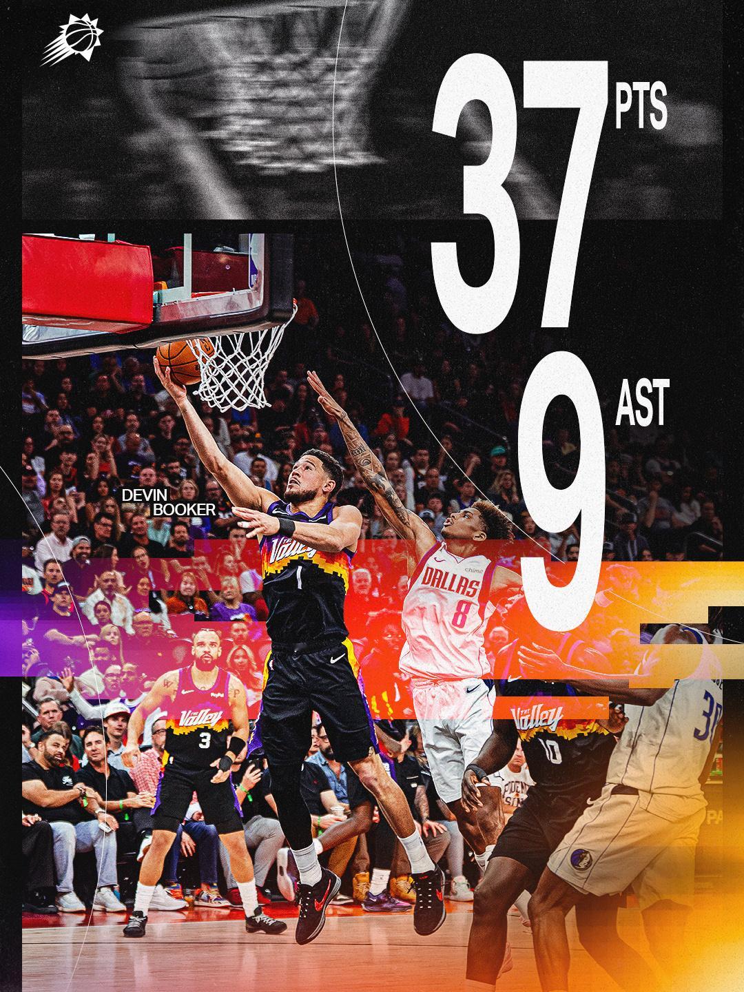 又是打出海报的一天 ——强！！！布克今日比赛37分钟内高效砍下37分+9助攻💥