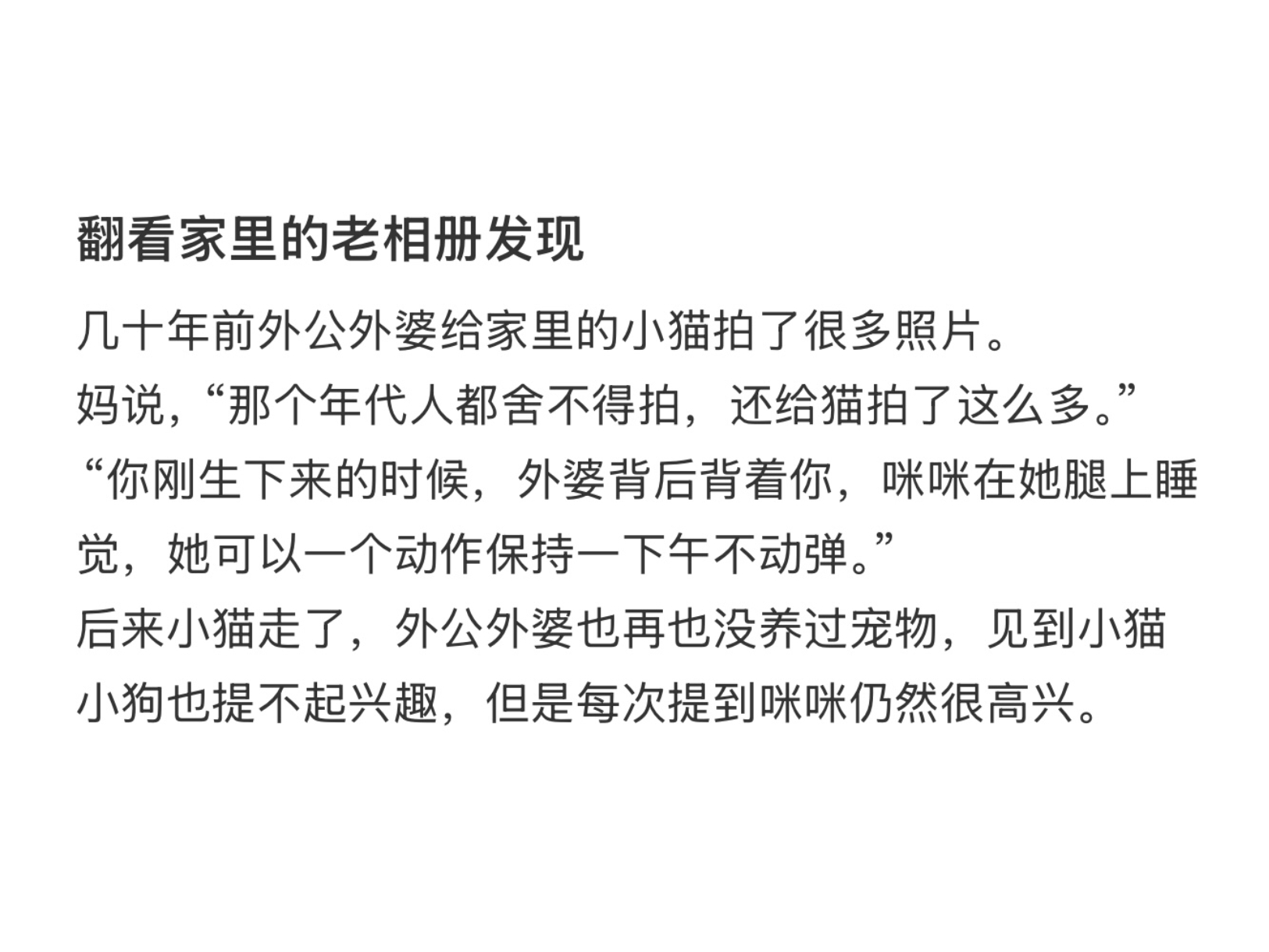 在老相册里找到了年纪比我还大的老猫照片那个年代的小动物能有影像留下来，真好[苦涩