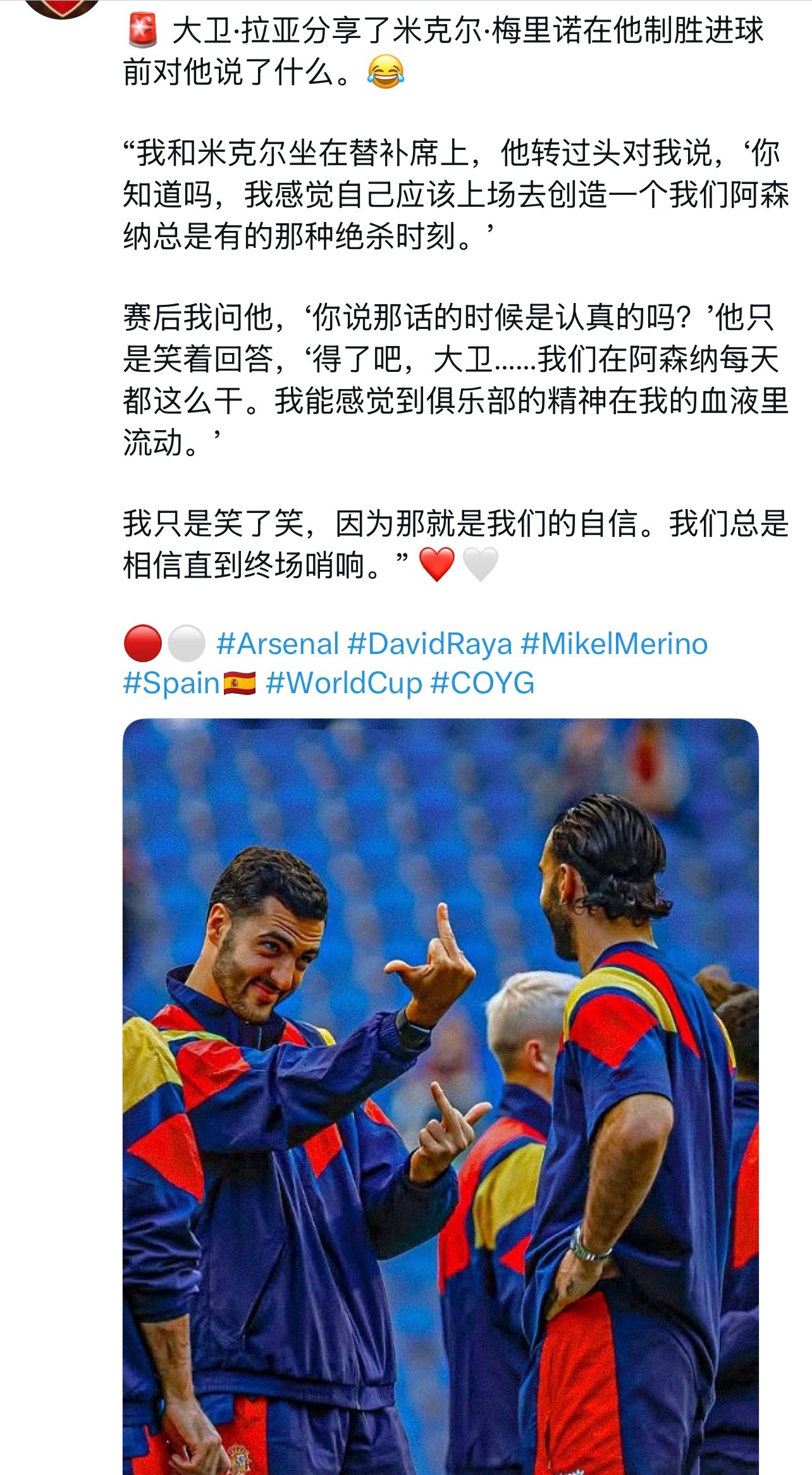 阿森纳世界杯 配图更是一绝，想起了我们也总对朋友竖中指