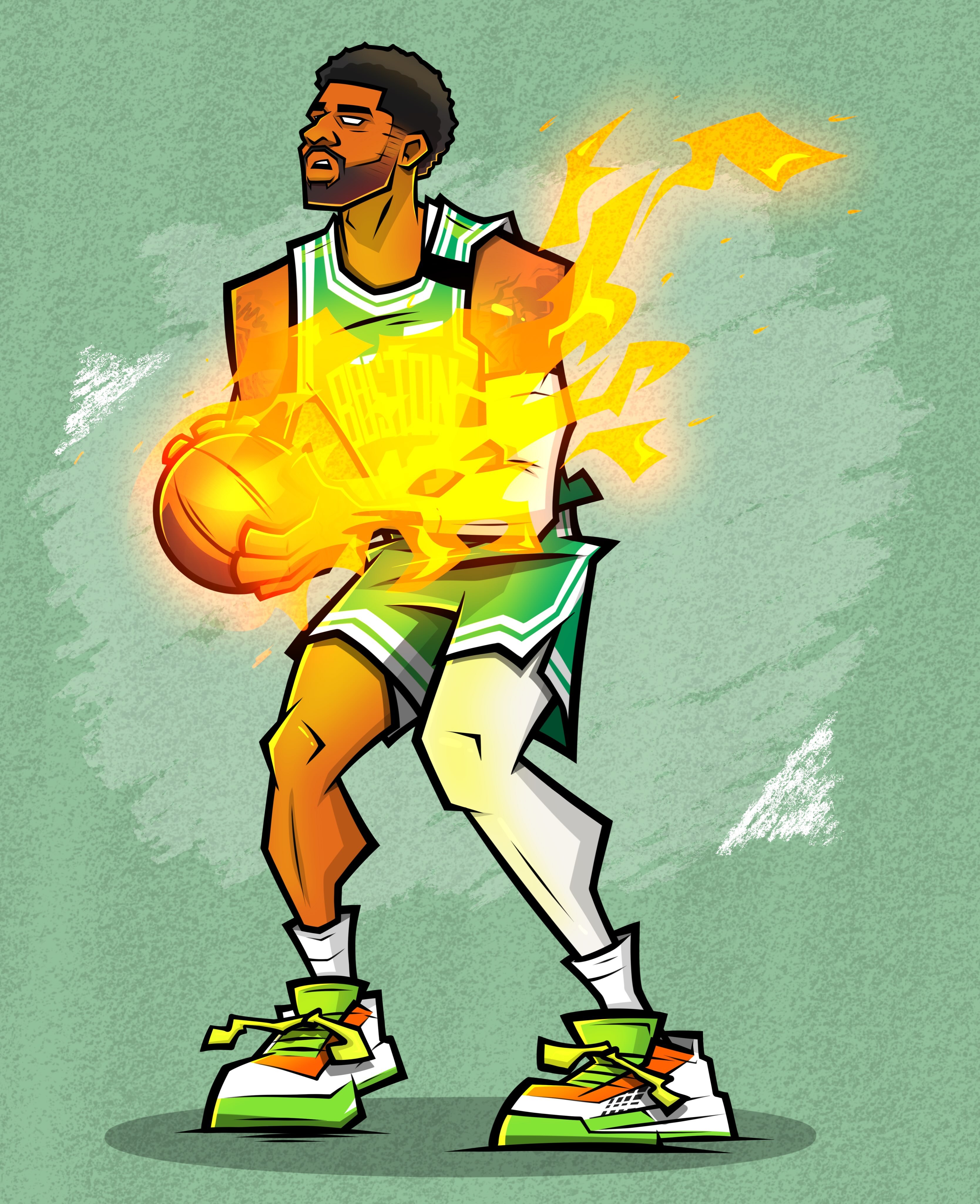 国外画师制作！分享一张保罗·乔治的漫画风艺术酷图～[爱你]凯尔特人NBA新赛季2