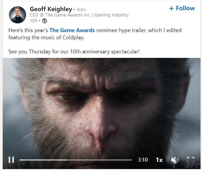 TGA  黑神话悟空  Geoff Keighley别的不行，炒作是一等一的好手