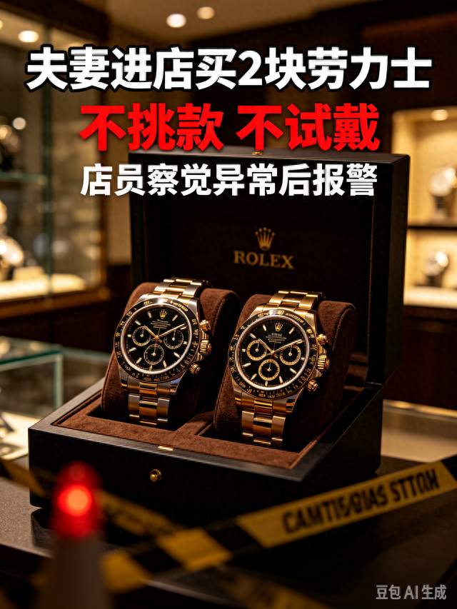 夫妻进店直接买2块劳力士，不挑款也不试戴，店员当场选择报警！