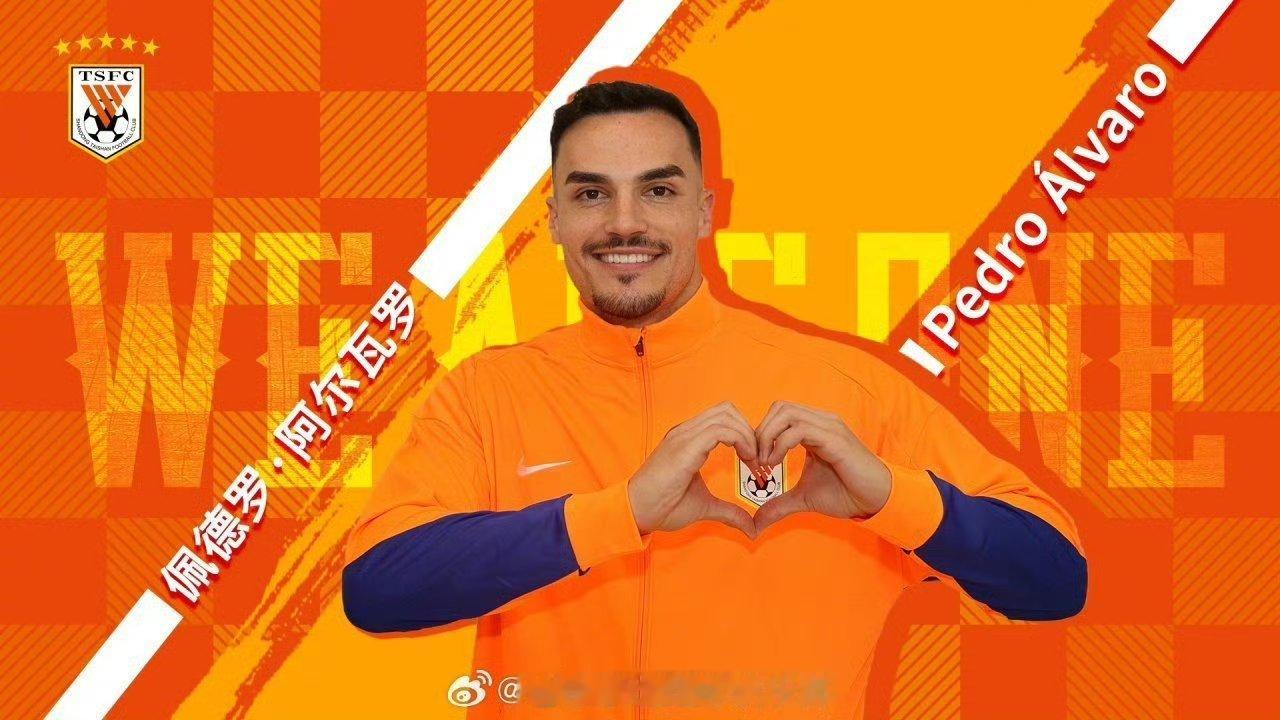 山东泰山 山东泰山足球俱乐部官宣:葡萄牙籍球员佩德罗·阿尔瓦罗加盟球队。欢迎佩德