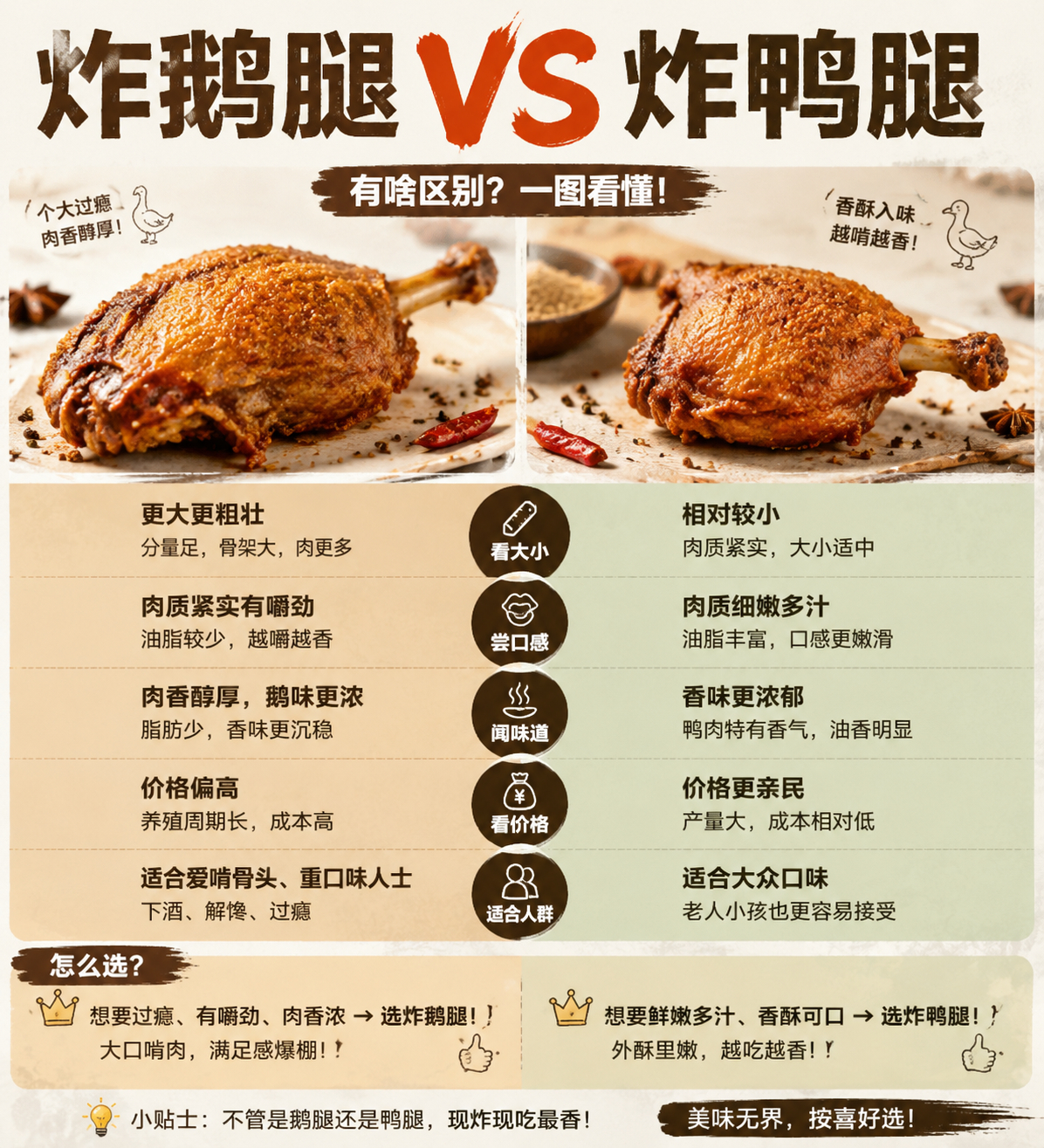为何大学生吃了多年鹅腿没吃出是鸭腿重口调味一盖，鹅腿鸭腿真能蒙混过关！🦆🪿下
