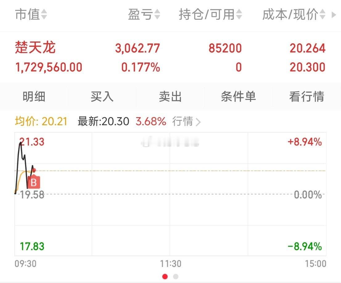 新仓，楚天龙！当前走势节奏对控异动比较有利，个人操作记录，不作任何参考，请勿盲目