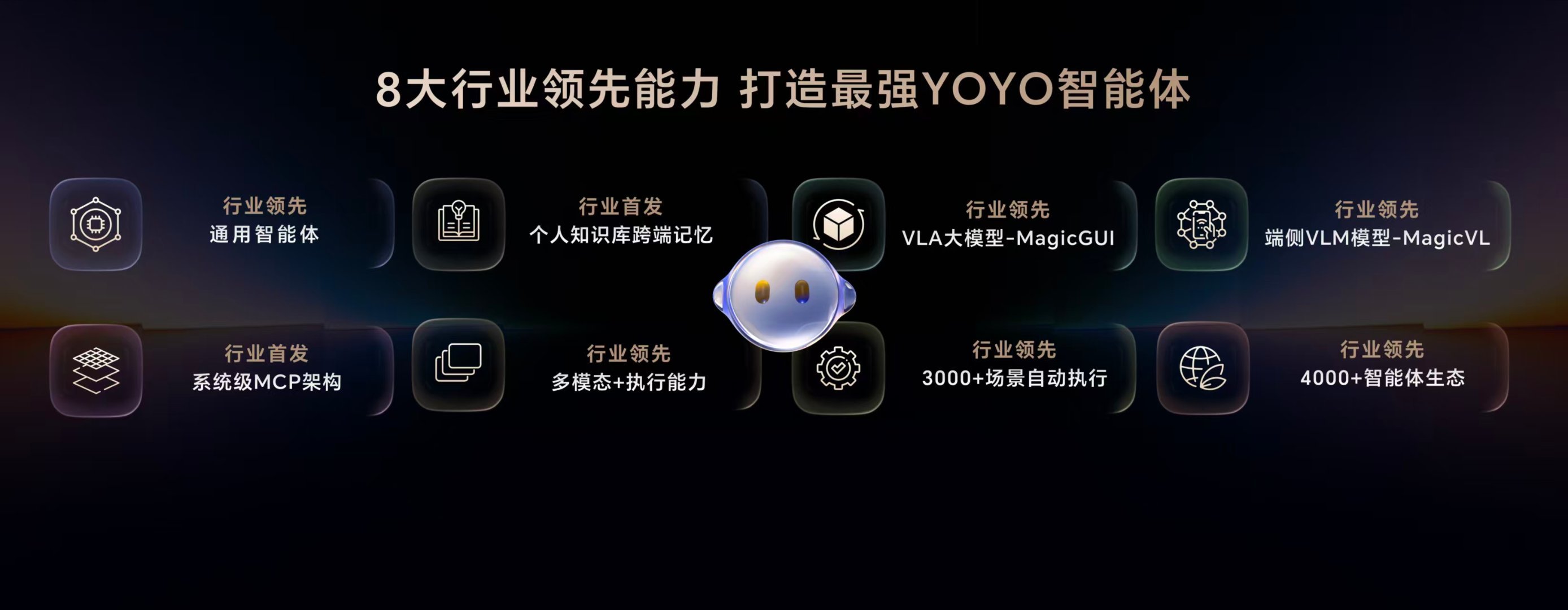 荣耀Magic8 系列在AI领域具有8大行业领先能力:拥有端侧最强的通用智能体、