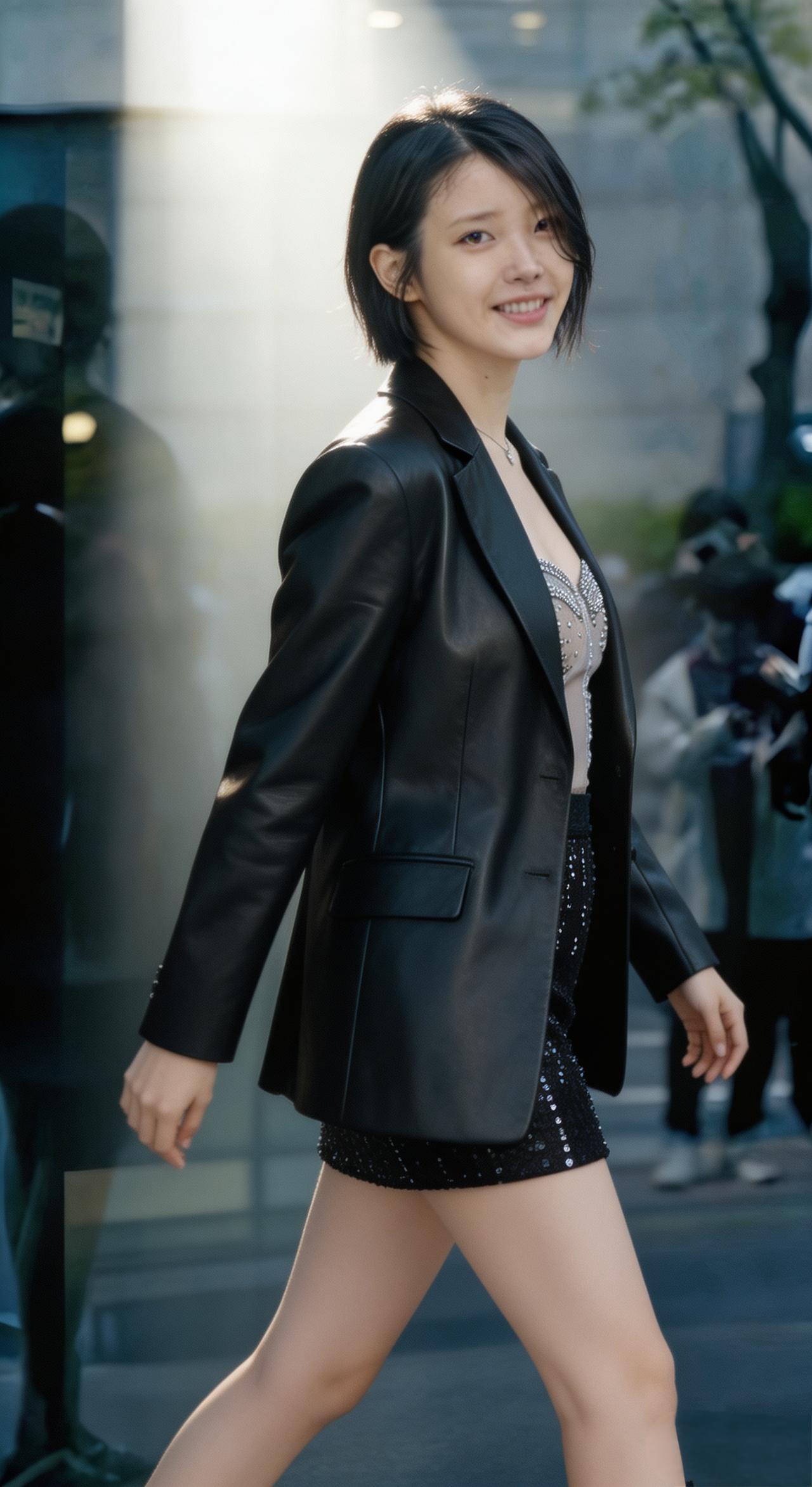 春天的时候，气温回升，皮衣又成了时尚宠儿。它带着中性的洒脱不羁，防风又有型。美女