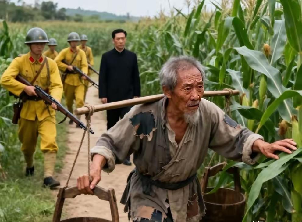1942年，一老汉去给八路军送水时，半路上碰到了鬼子。他急忙挑着两桶水拐进了庄稼