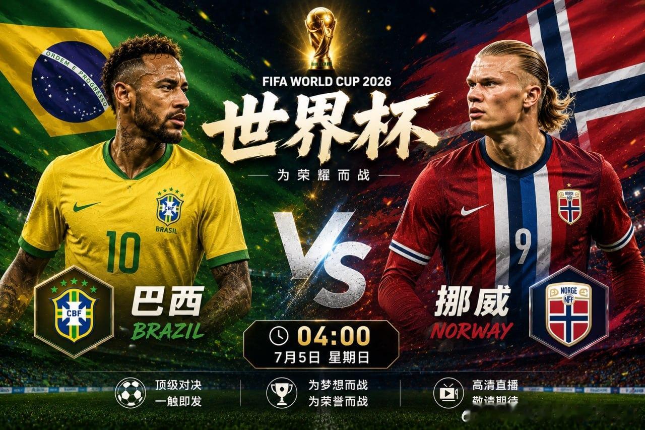 今晚继续电影🎬⚽️ 世界杯16强🇧🇷 巴西 VS 挪威 🇳🇴这场已经有