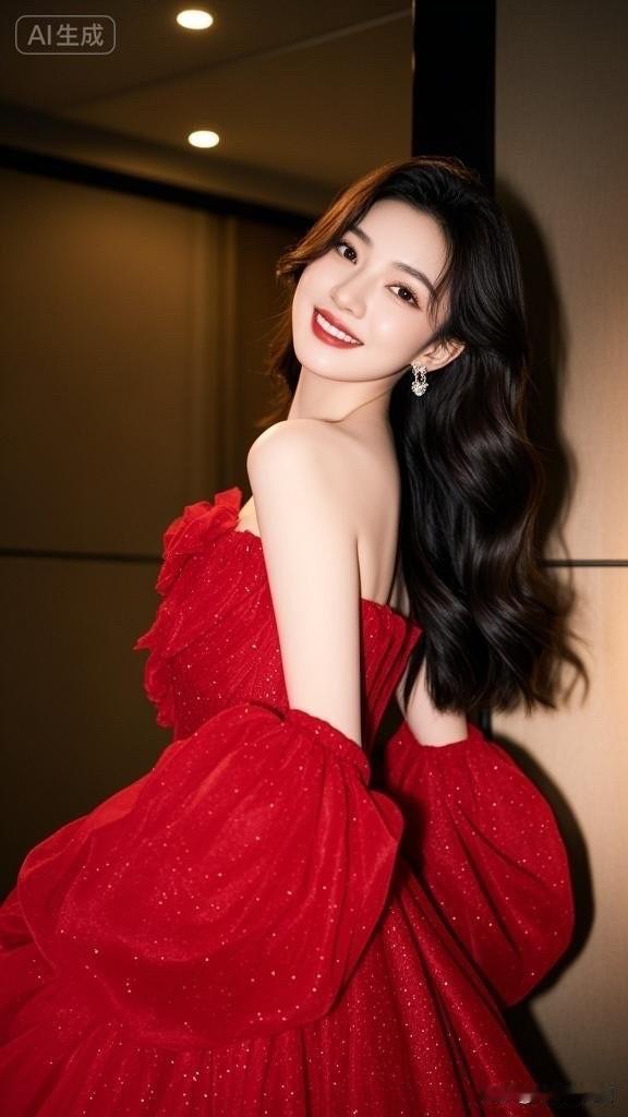 优雅红裙，闪耀迷人，气质满分！🌟✨
