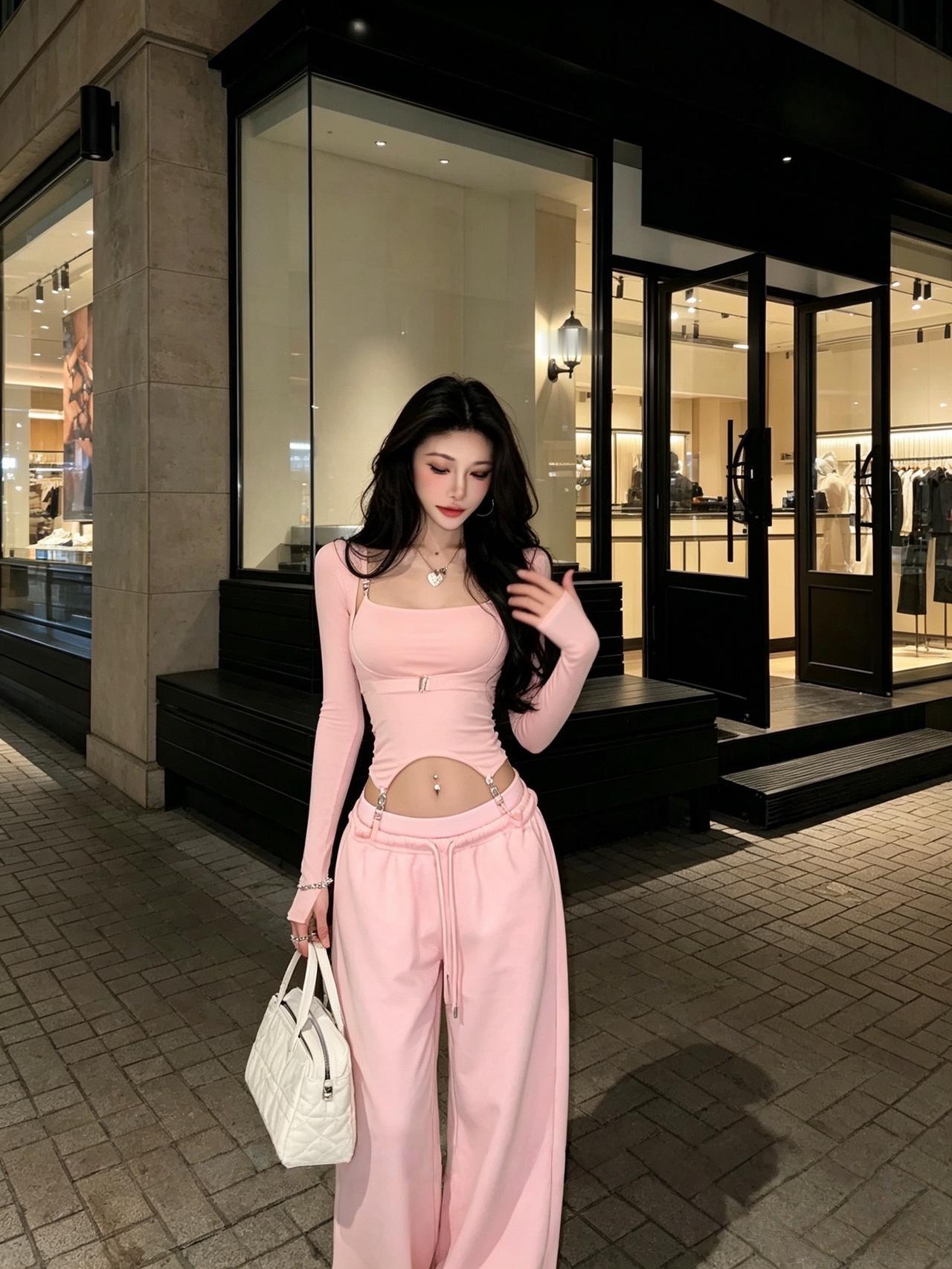 ootd穿搭高智感穿搭 毫不费力显身材穿搭 粉色系运动套装