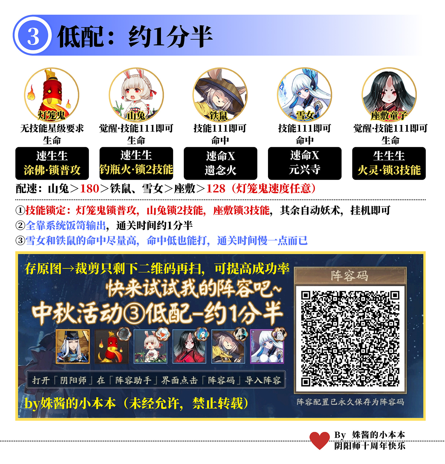 【月映千灯】中秋活动图片版：三套阵容码+砸豆图鉴！攻略合集+魂玉折扣：网页链接文