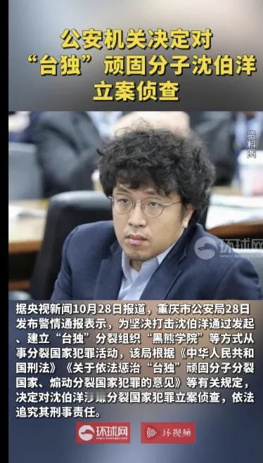 公安机关决定对“台独”顽固分子沈伯洋立案侦查，其他台独顽固分子都一样，他们做的好