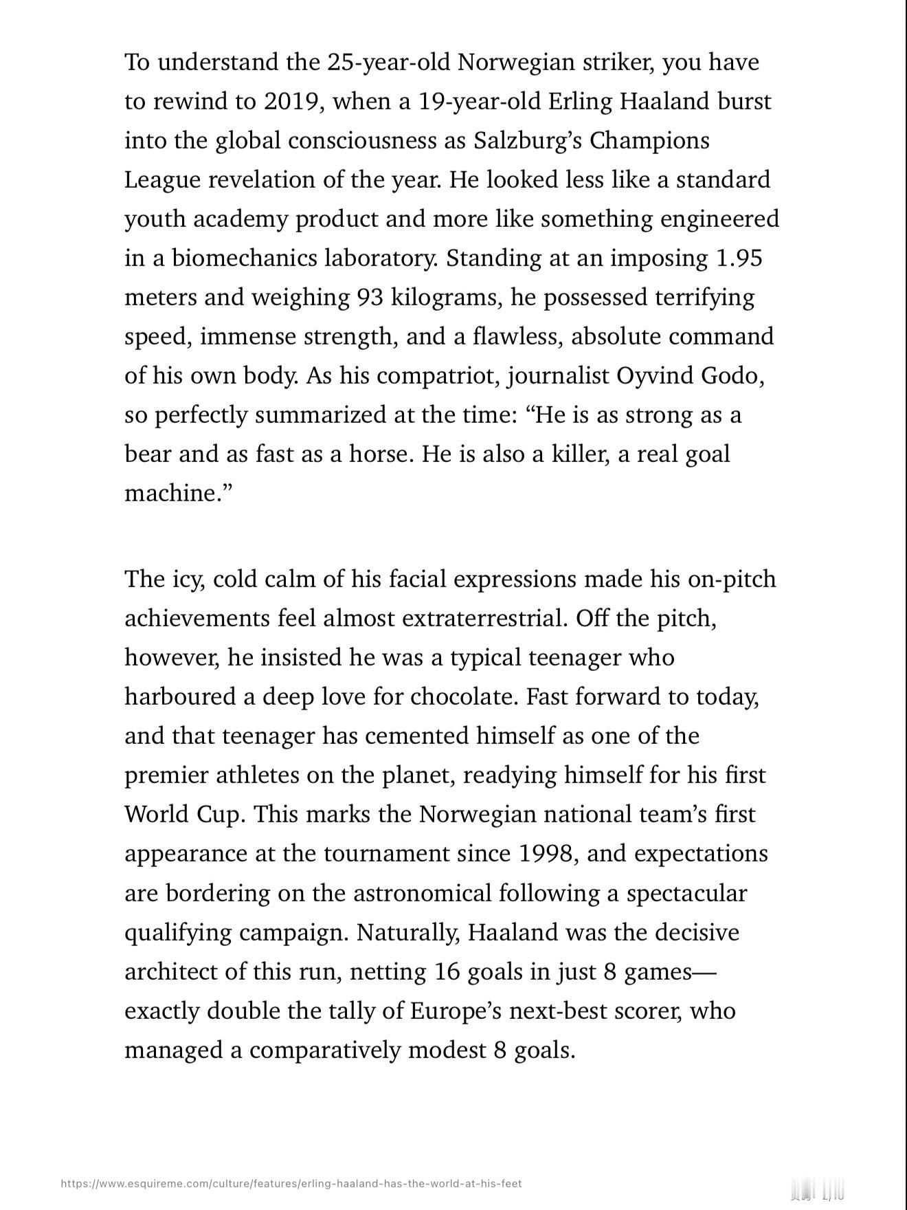 哈兰德 EsquireME封面人物哈兰德采访📝*以下为机翻，如有错漏可随时指出