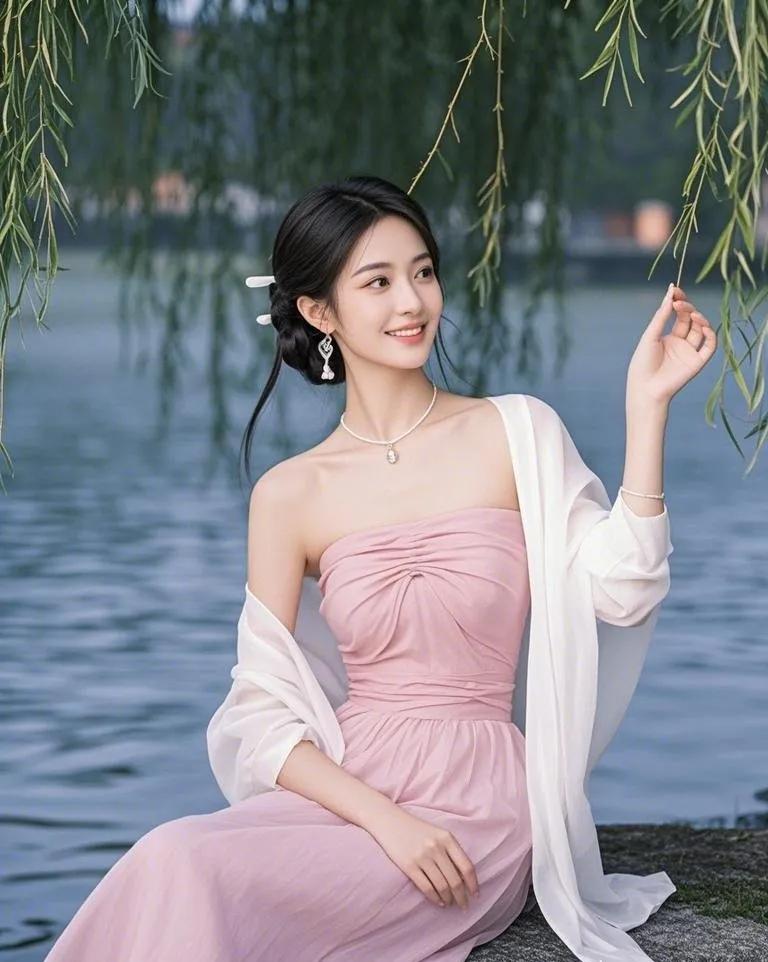 （女子目光悠远，仿佛在憧憬着未来）“若有人能对出绝妙上联，我便愿抛下所有繁华，与