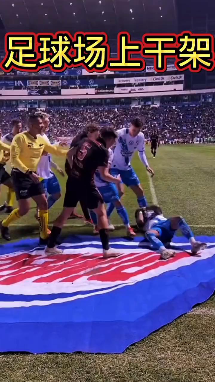 足球场上干架。