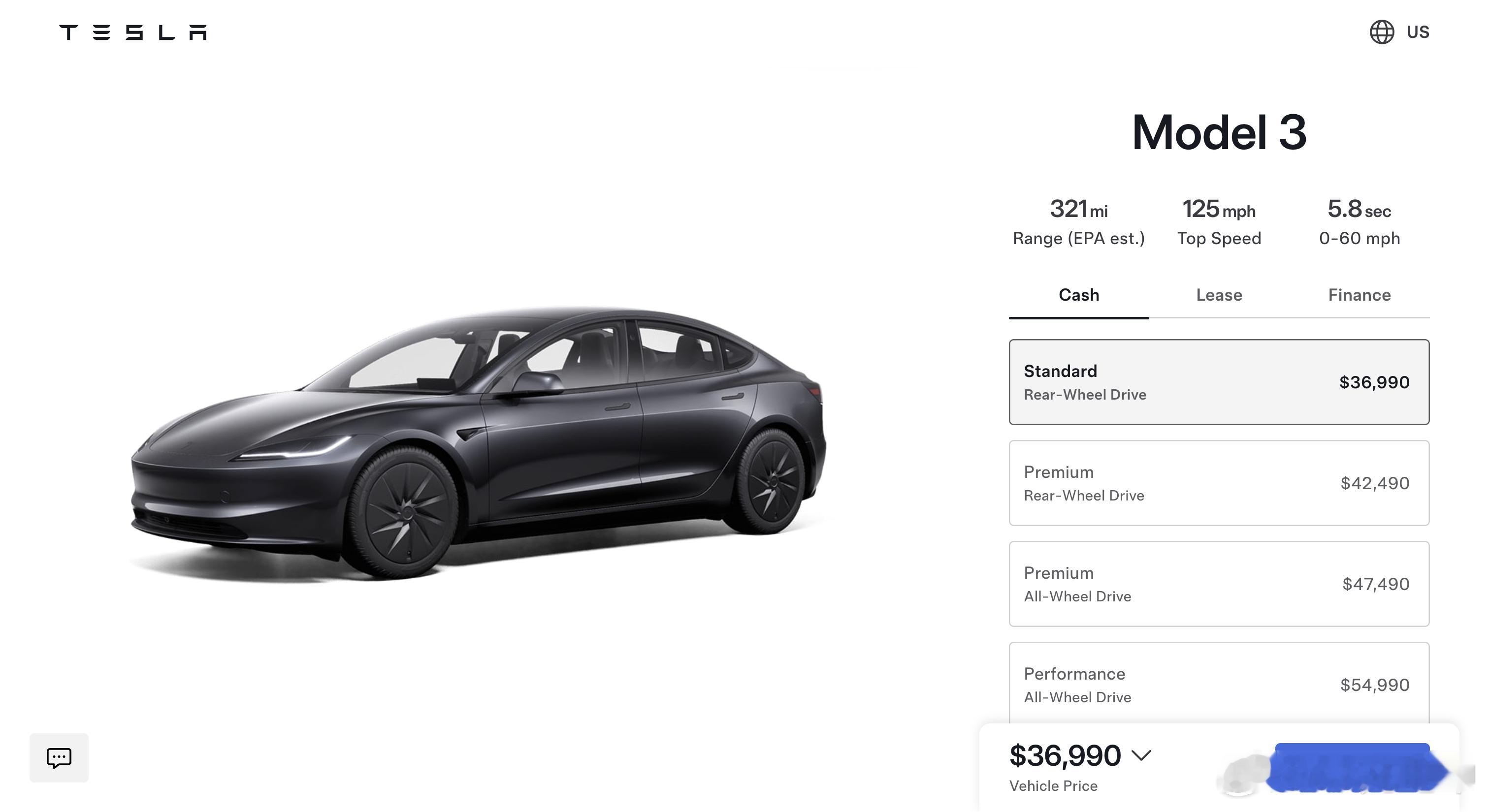 Wow 浓眉大眼的 Model 3/Y 便宜版来了，目前应该只有美国有售。便宜版