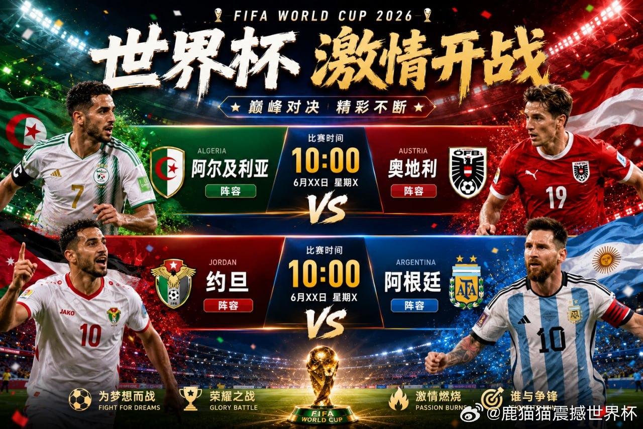 🏆 世界杯 10:00 焦点双战！🇩🇿 阿尔及利亚vs奥地利  🇦🇹?