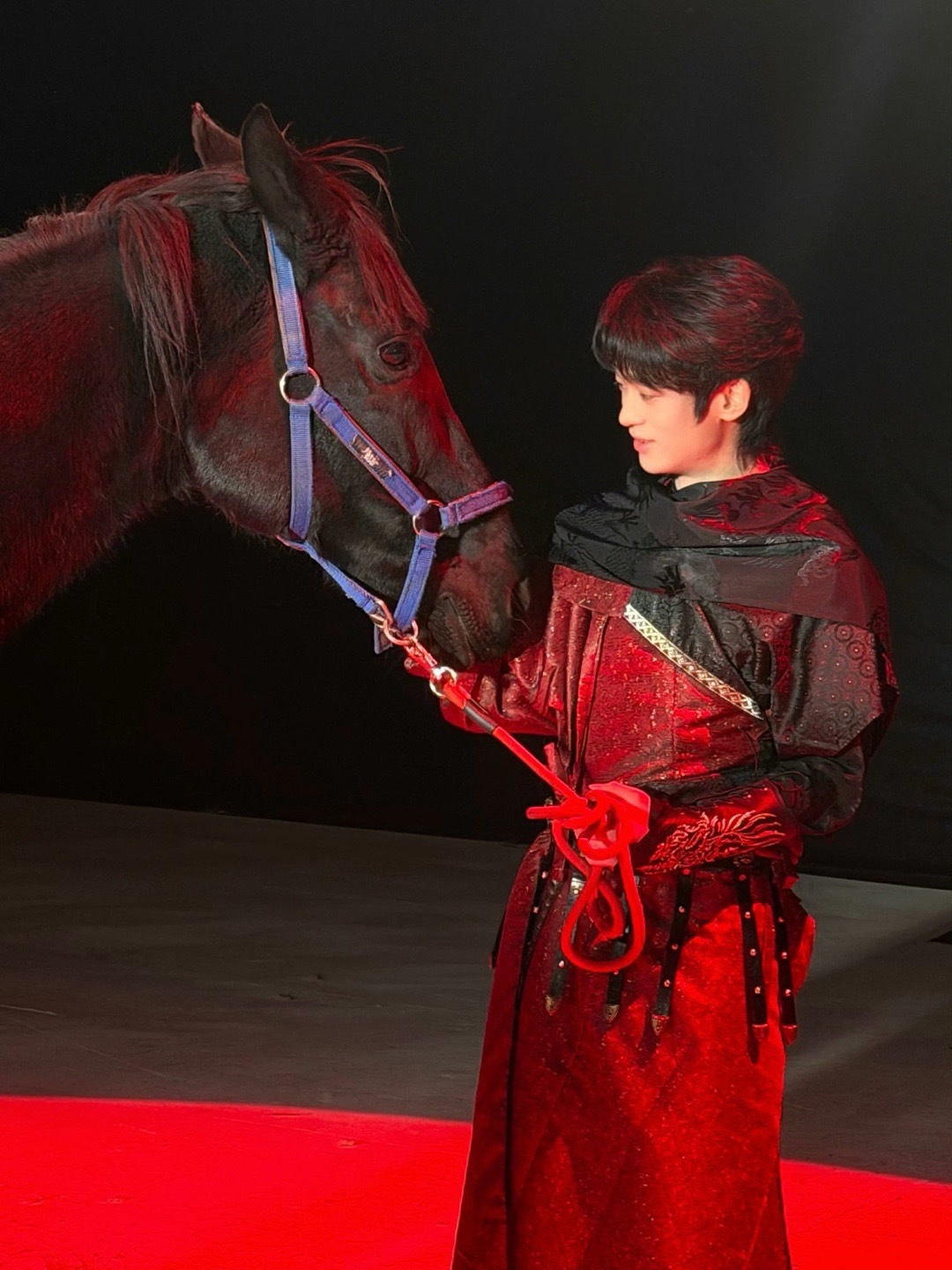 suk完全黑马王子来的吧红与黑的极致碰撞，suk与黑马的适配度拉满，浪漫又霸气，