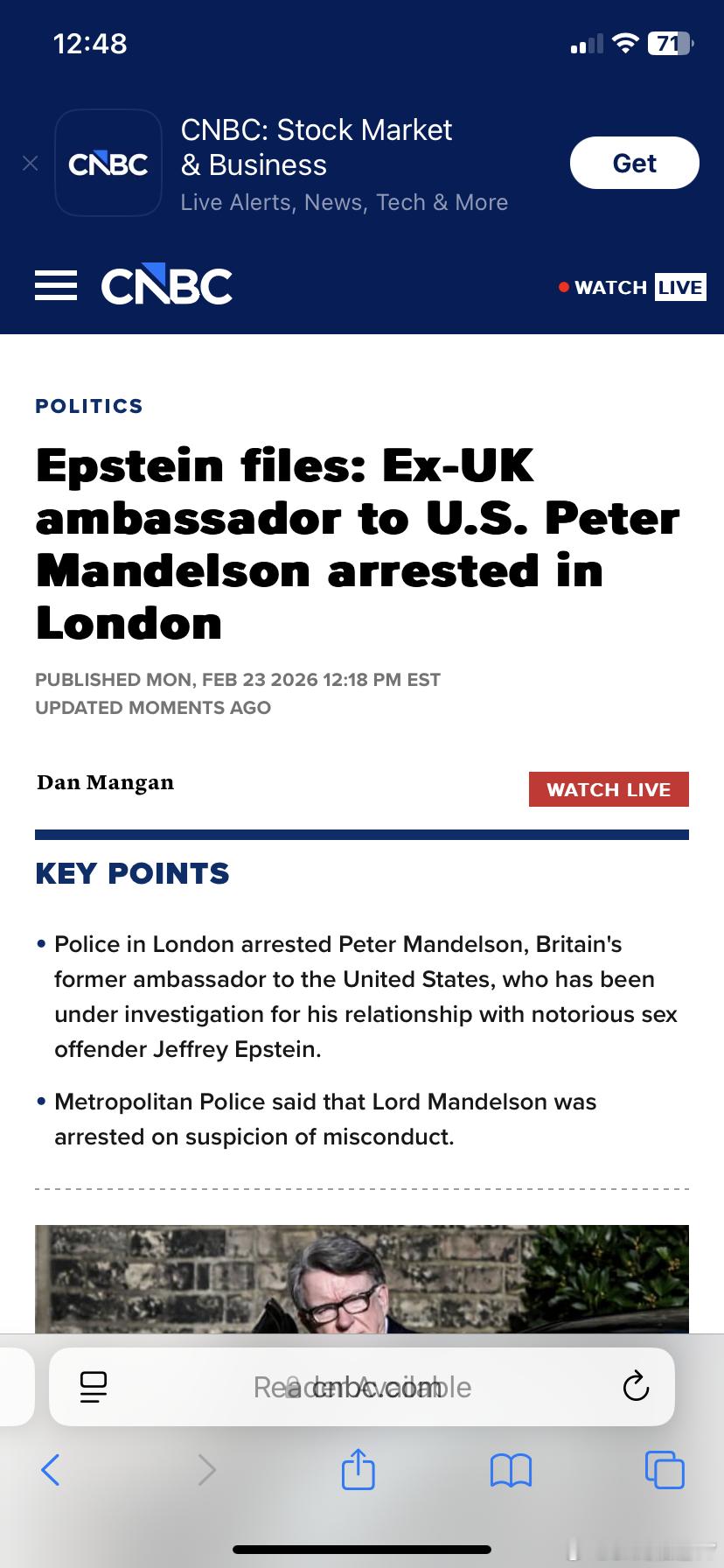 爱泼斯坦案卷宗：英国前驻美大使彼得·曼德尔森在伦敦被捕。 