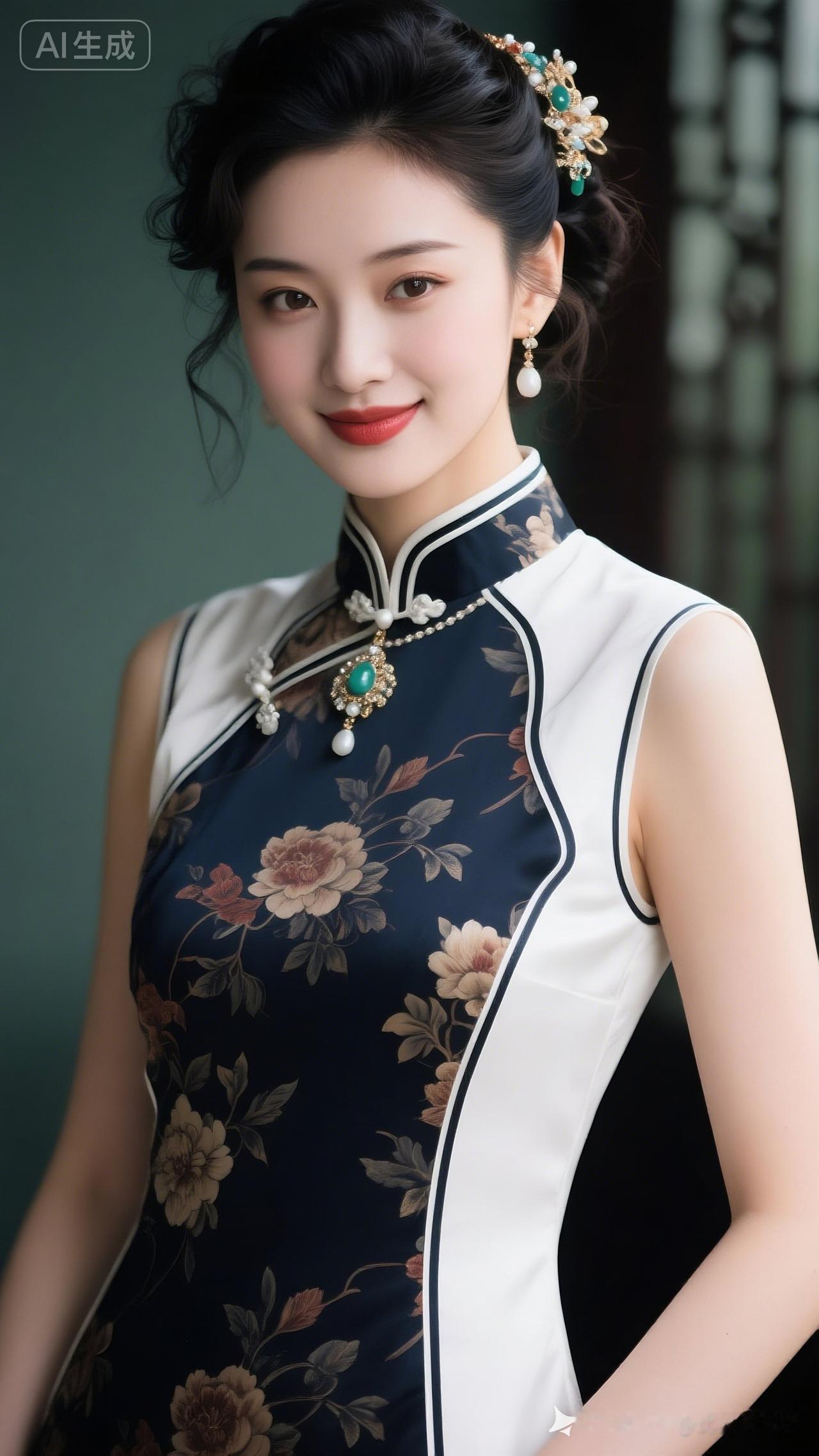 这位小姐姐穿着旗袍好漂亮！