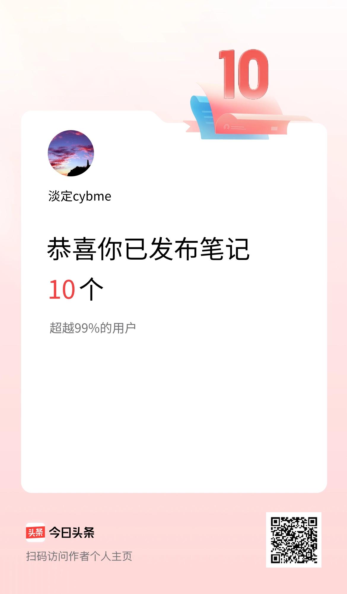 我在头条累计投稿笔记10个