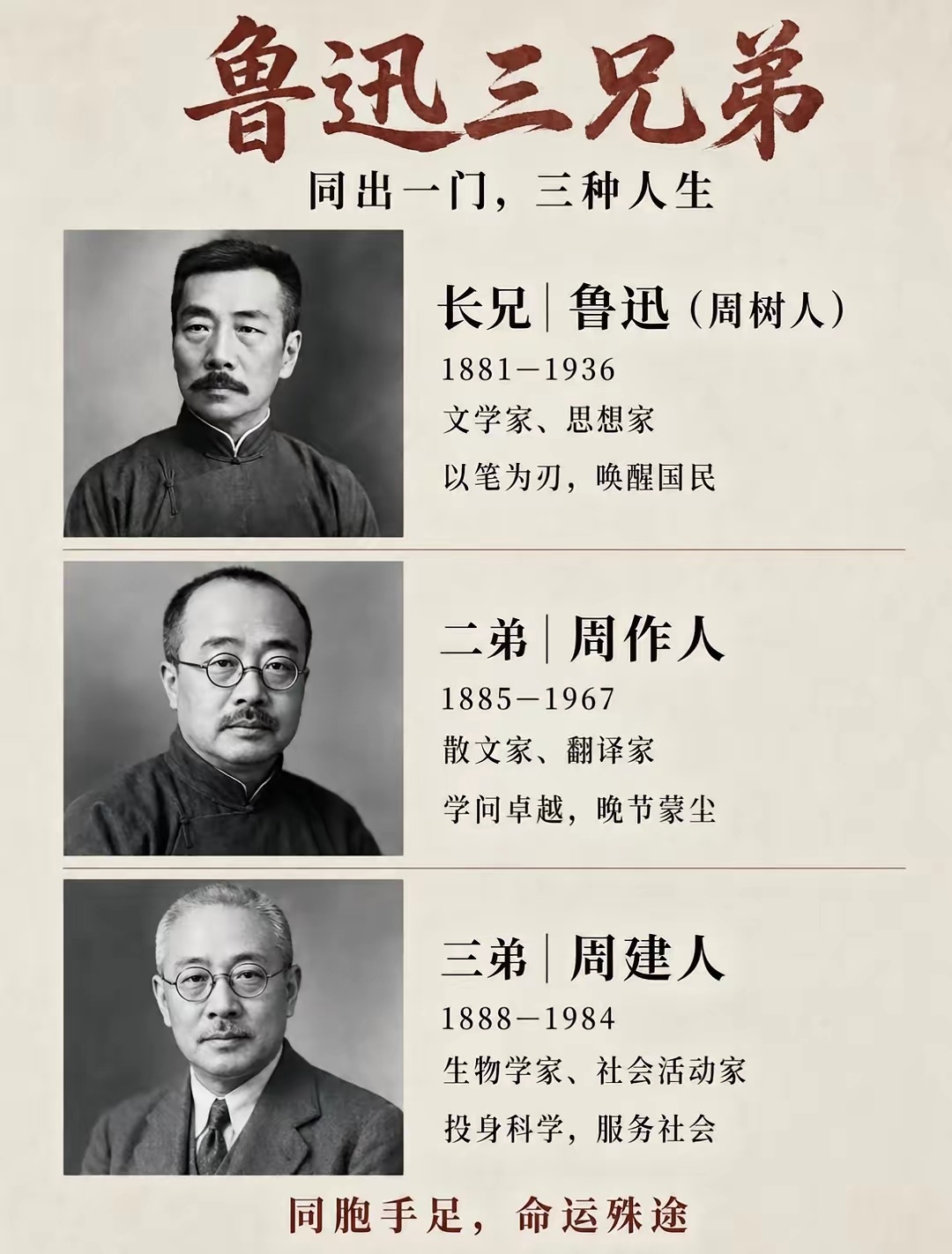 鲁迅三兄弟 