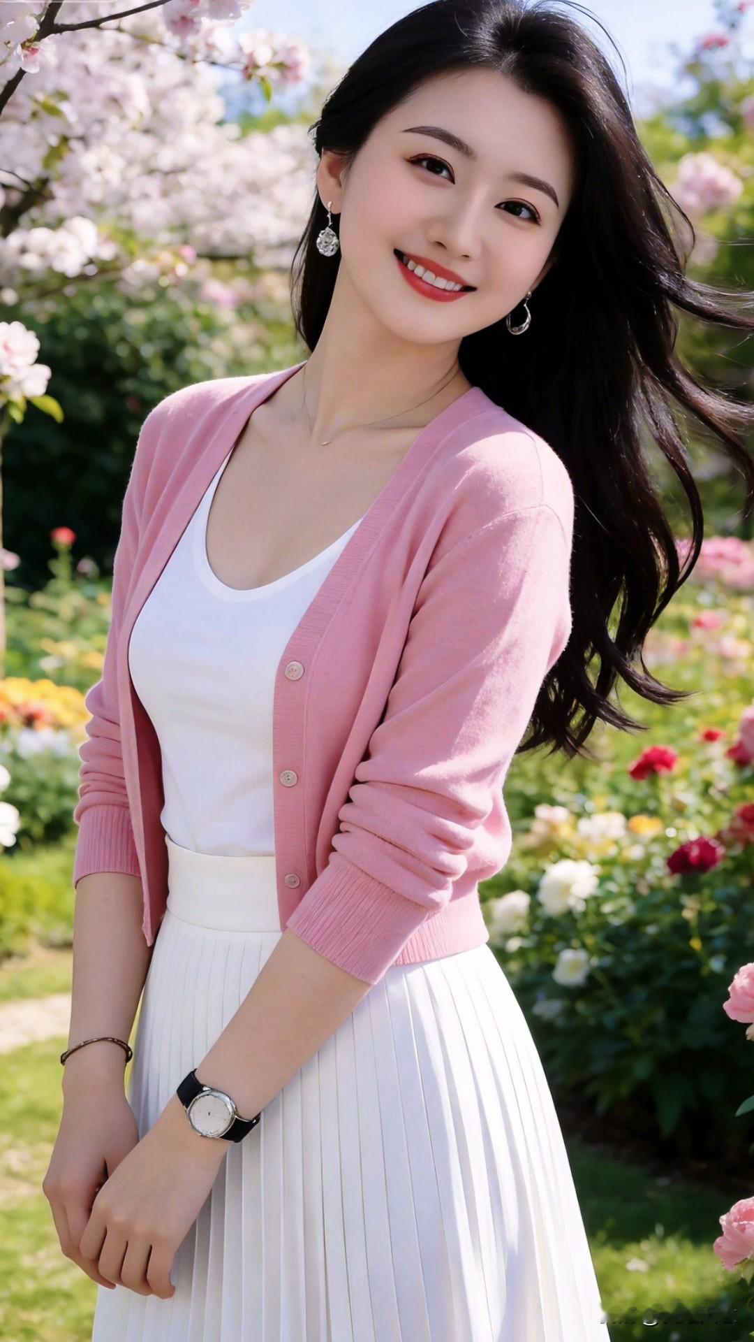 春日氛围感穿搭公式来啦✨
软糯的粉色针织开衫，温柔又减龄，是春天的专属配色，单穿