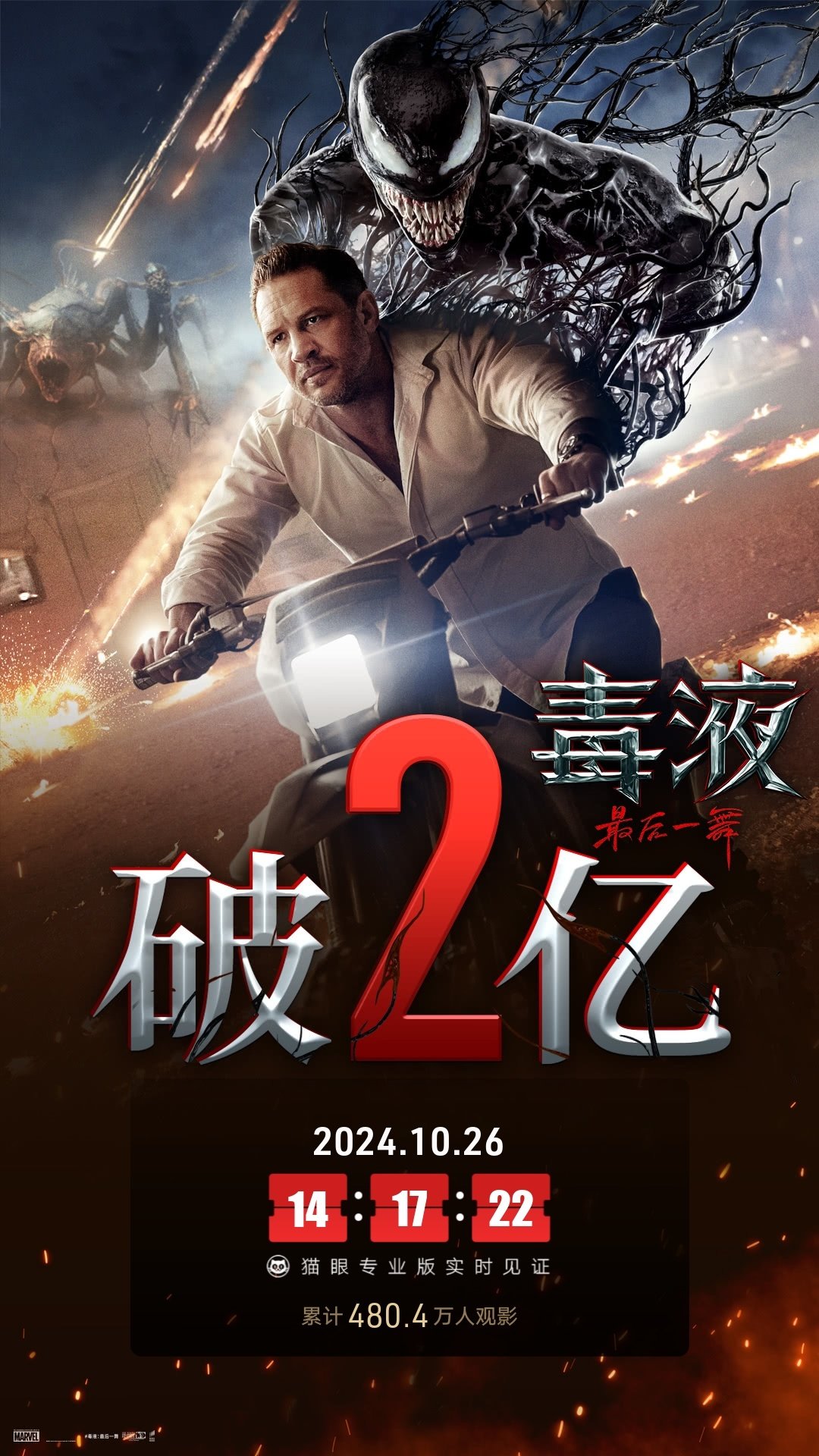 #毒液3票房破2亿#转➕关评论抽2️⃣位铁粉送出#毒液：最后一舞#通用兑换劵！据