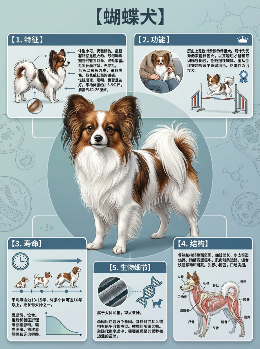 我AI的动物 今天必须带大家认识超萌的蝴蝶犬！瞧它那对耳朵，像极了翩翩起舞的蝴蝶