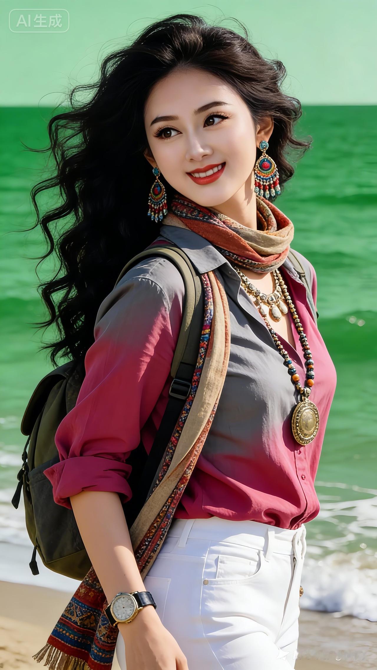 海边度假穿搭指南，色彩缤纷的耳环和项链，轻松自在的感觉！