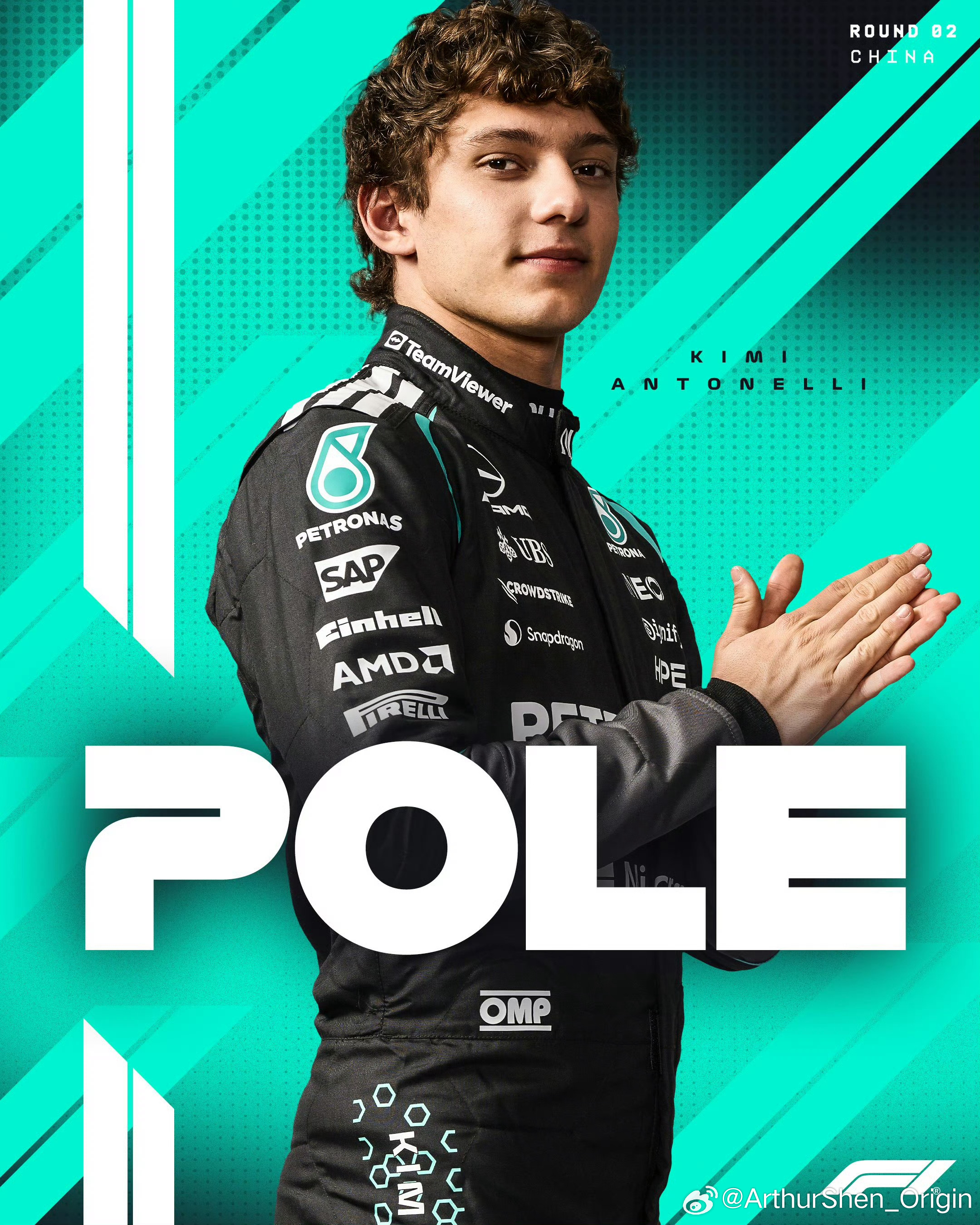 恭喜安东内利，F1历史上最年轻的杆位获得者（19岁）。F1F1排位赛2026F1